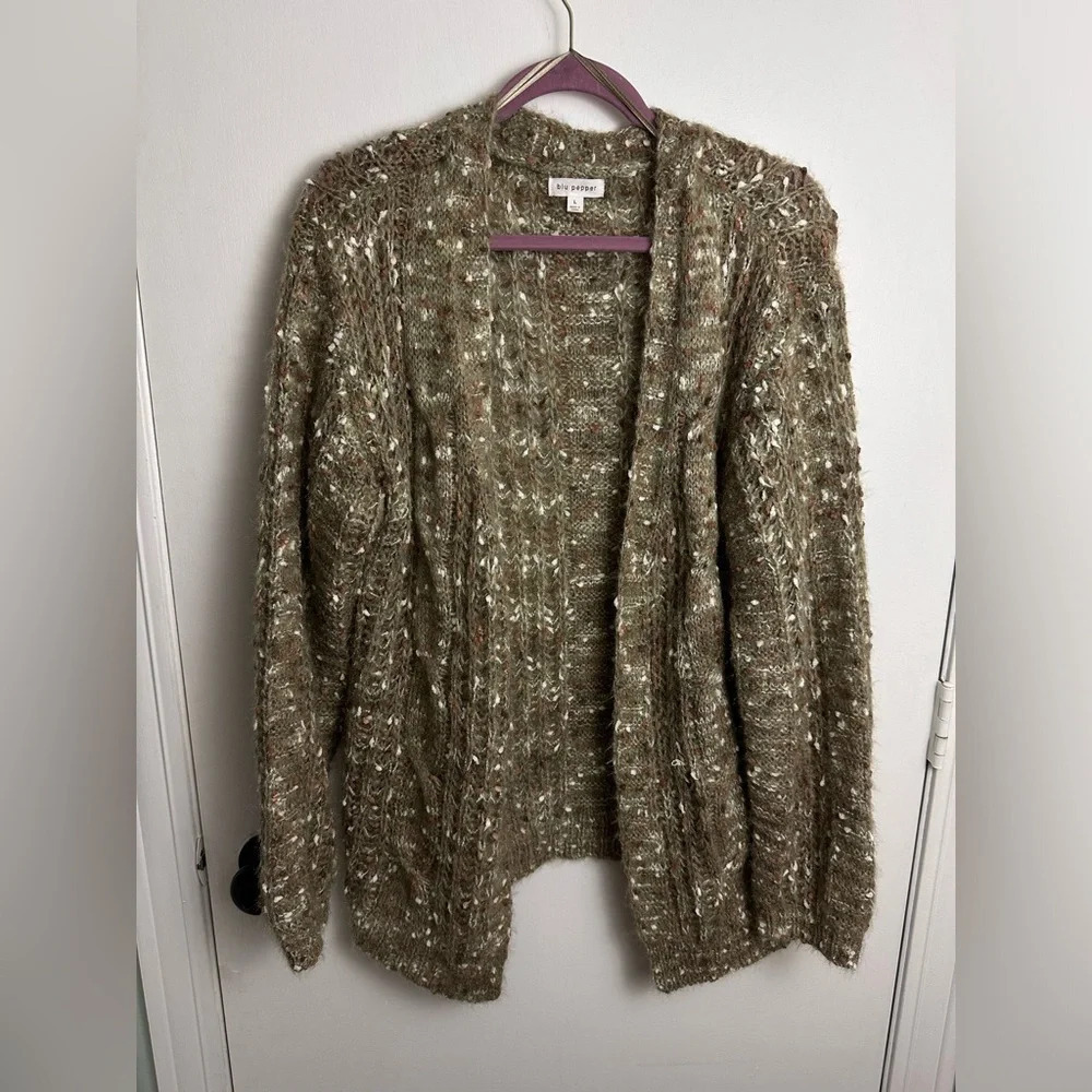 Blue Pepper Long Sleeve Cardigan Sweater loose knit grandmacore size Large